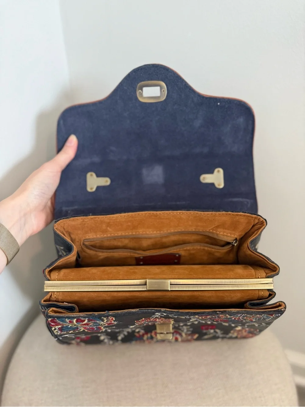 Patricia Nash Floral Embroidered Top-Handle Satchel Bag - Picture 11 of 15